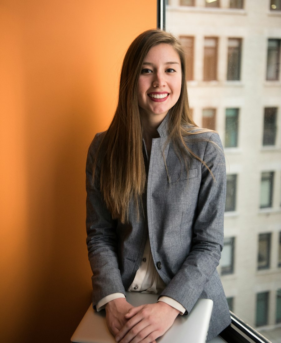 Elena Ward, design director, standing in soft daylight